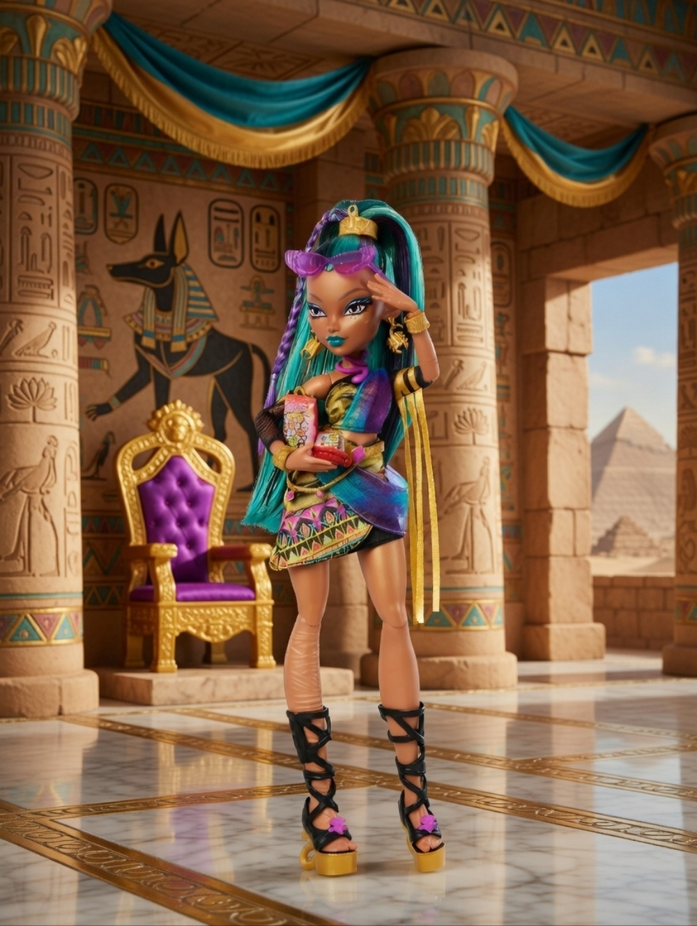 🐩♡Monster High Nefera De Nile Doll with Pet Scarab Lavish